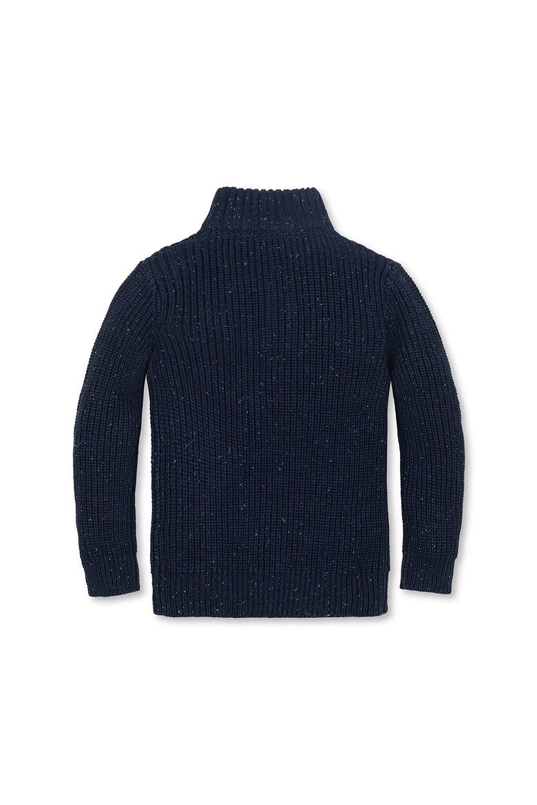 Kids' Organic Mock Neck Cardigan Stitch Sweater, Alternate, color, Navy Fleck