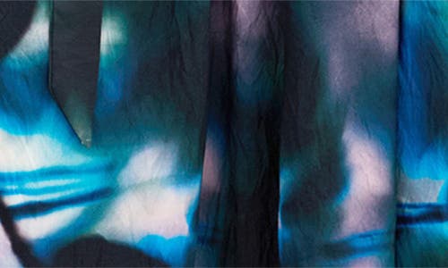 City Chic Haze Bloom Long Sleeve Shirtdress In Blue