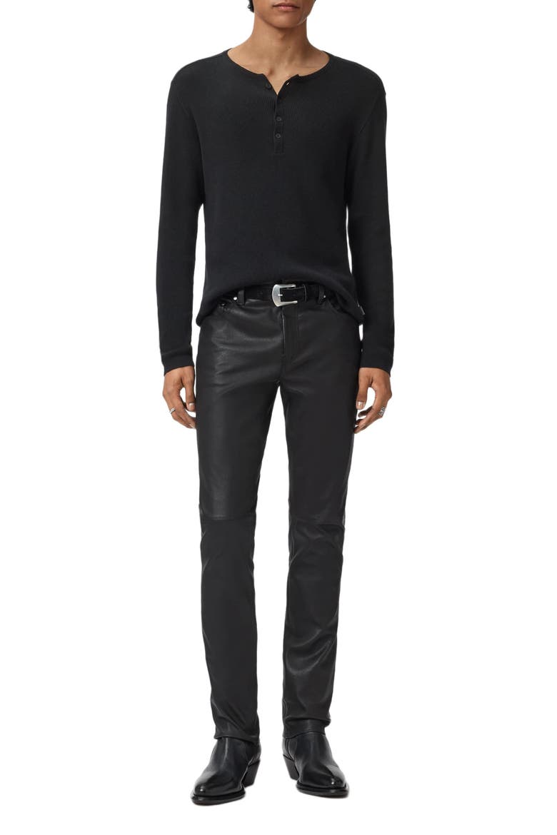 Javis Organic Cotton & Cashmere Rib Henley, Alternate, color, BLACK