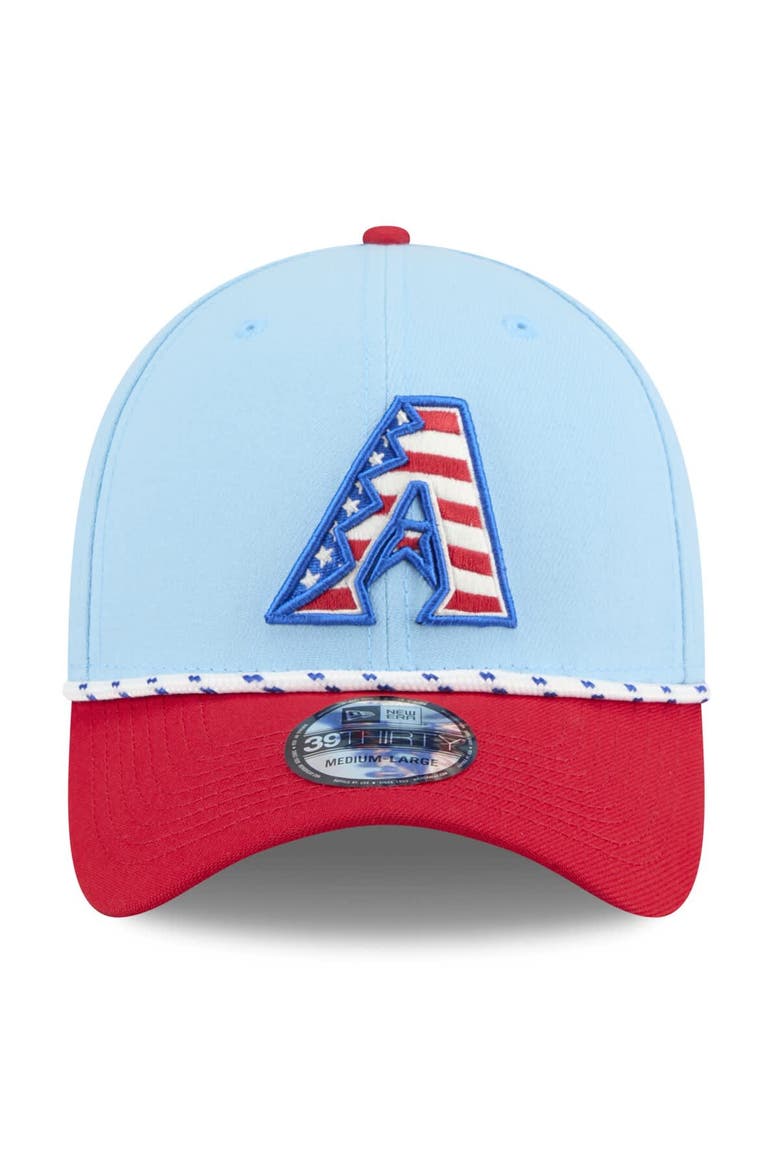 Men's New Era Light Blue/Red Arizona Diamondbacks 2025 Fourth of July 39THIRTY Flex Hat, Alternate, color, Light Blue
