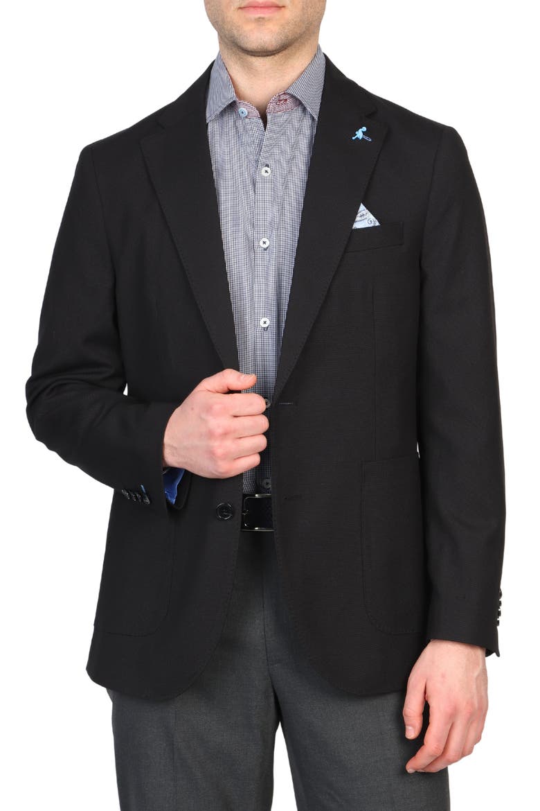 Textured Solid Sport Coat, Alternate, color, BLACK