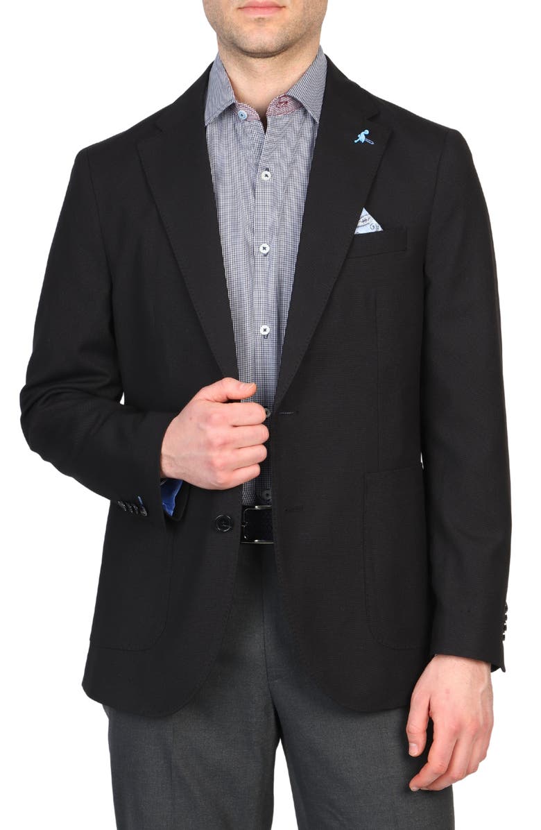 TailorByrd Textured Solid Sport Coat, Alternate, color, Black