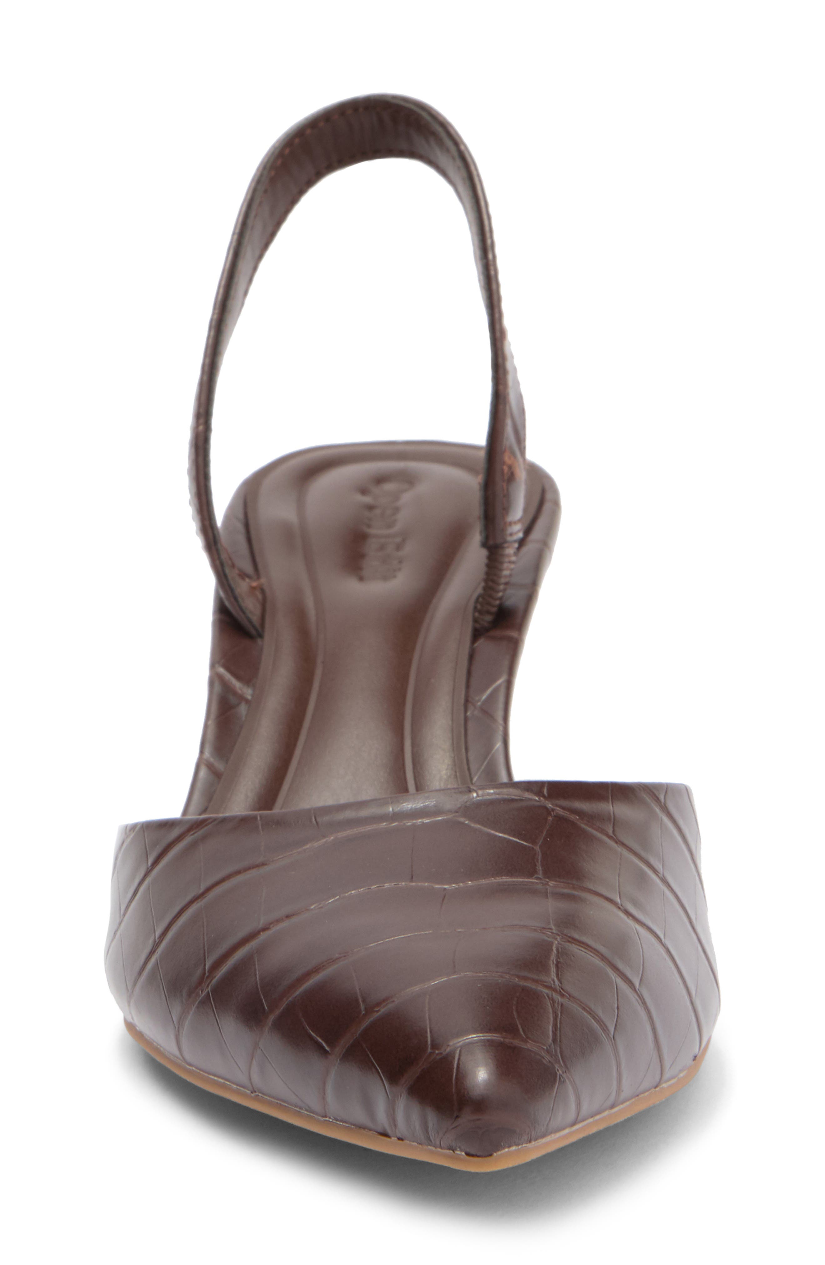 Cammie Kitten Heel Slingback Pump, Alternate, color, BROWN CHOCOLATE CROCO