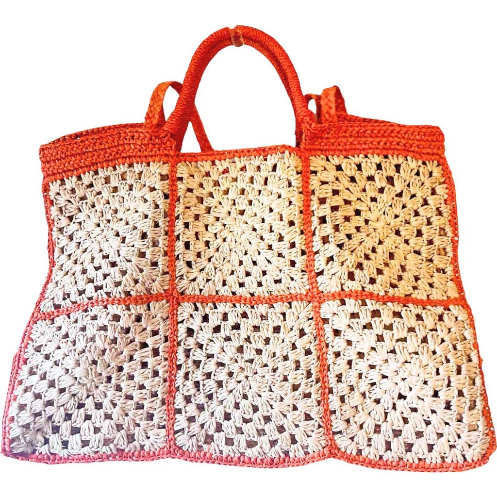 Zanatany Concepts Carrey Raffia Tote Bag In Orange
