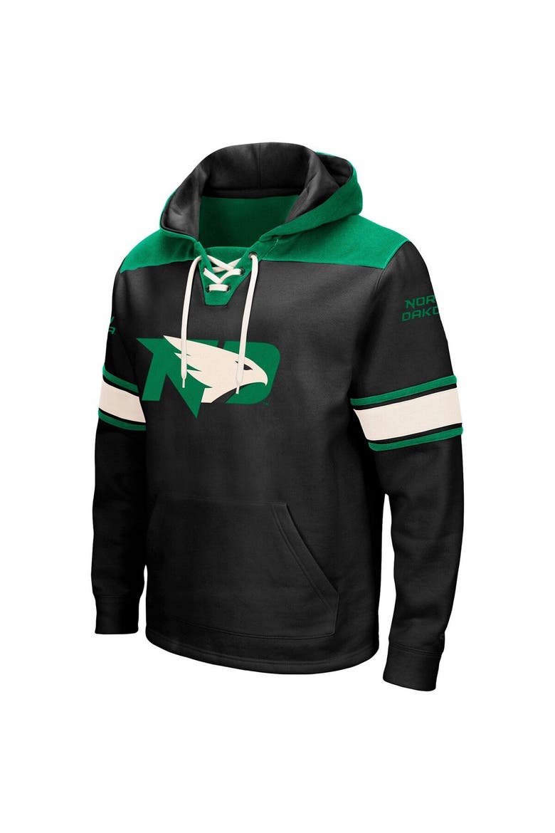 Men's Colosseum Black North Dakota 2.0 Lace-Up Pullover Hoodie, Alternate, color, Black