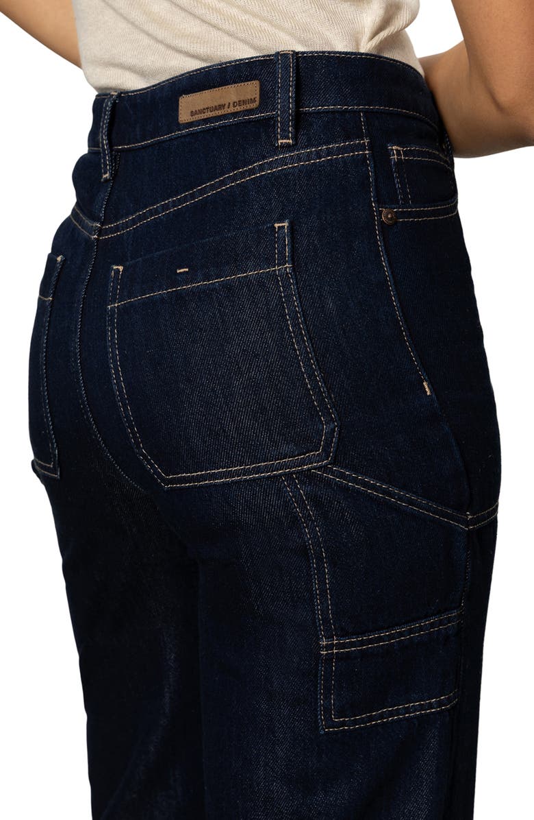 Sanctuary Soleil '90s High Waist Straight Leg Carpenter Jeans, Alternate, color, Indigo Dark Raw Rinse