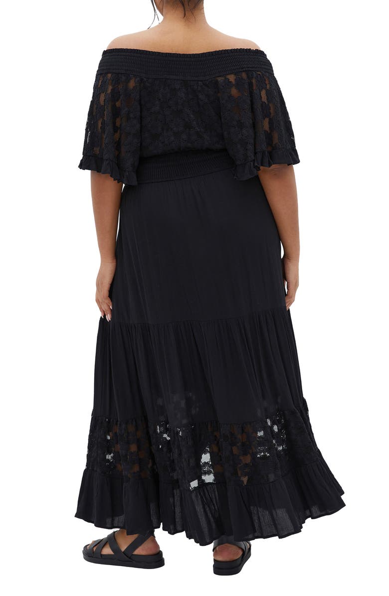 City Chic Spellbound Off the Shoulder Lace Maxi Dress, Alternate, color, Black