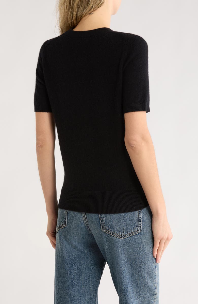 Nordstrom Short Sleeve Cashmere Sweater, Alternate, color, Black Rock