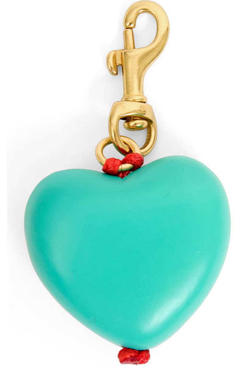Clare V. Grande Heart Key Fob, Main, color, Turquoise