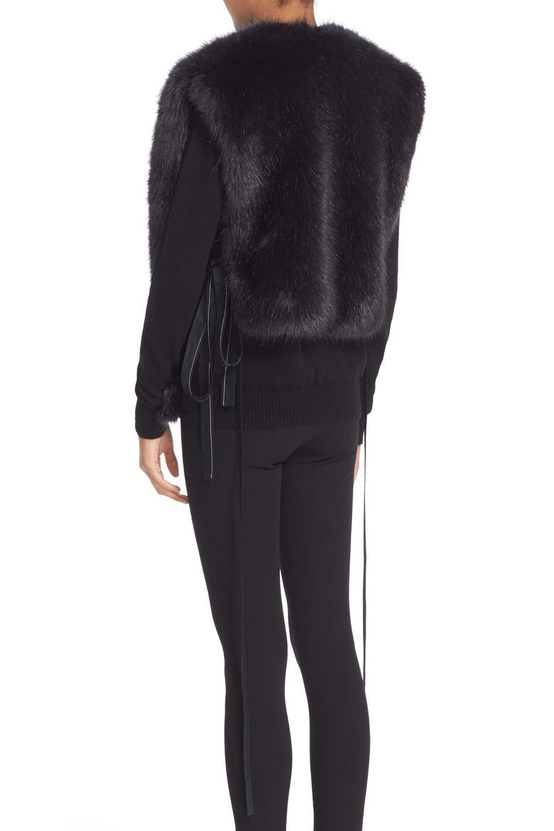 Faux Fur Wrap Tie Vest, Alternate, color, NAVY