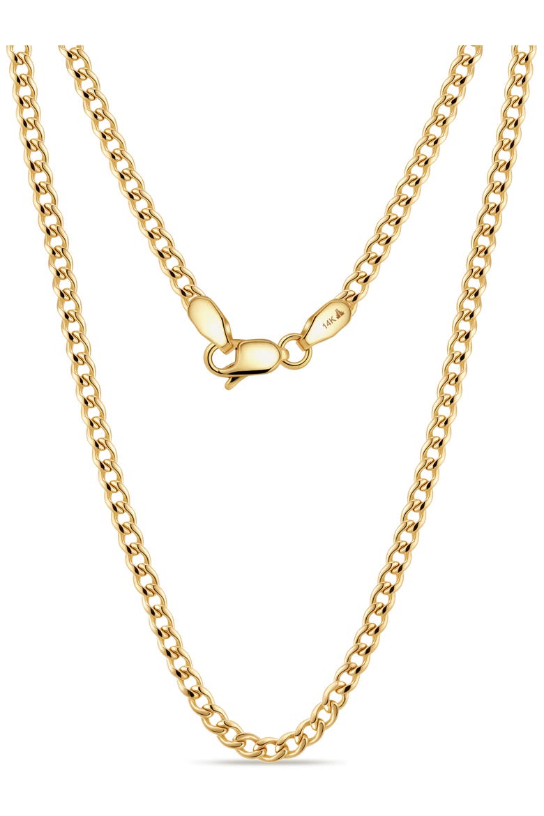 Dainty Cuban Chain Necklace in 14K Gold, 2mm, Main, color, Gold