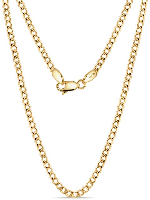 Dainty Cuban Chain Necklace in 14K Gold, 2mm