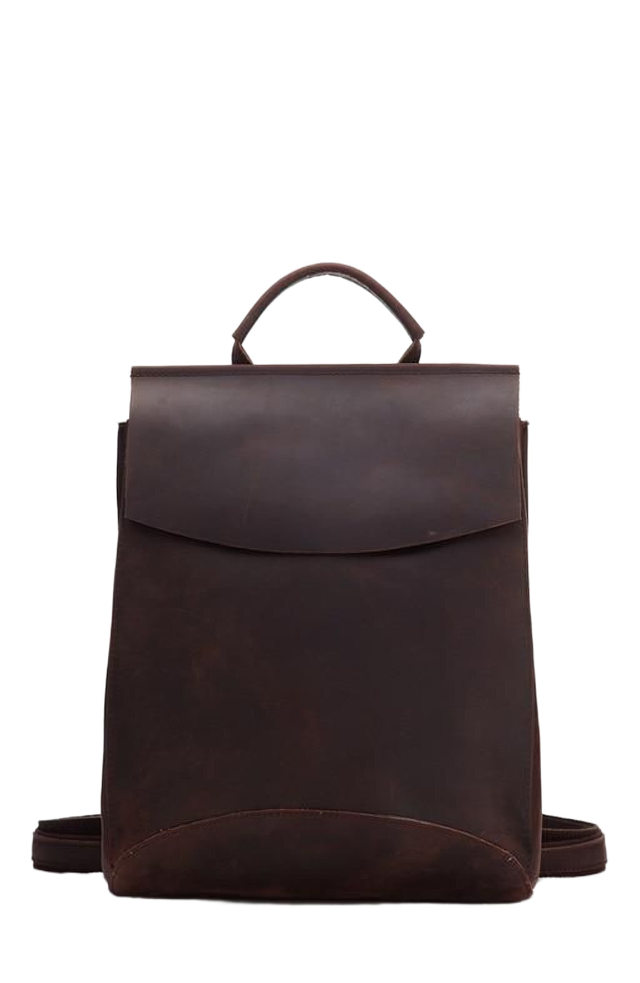 STEEL HORSE LEATHER The Gyda Backpack | Vintage Leather Travel Backpack, Main, color, Dark Brown
