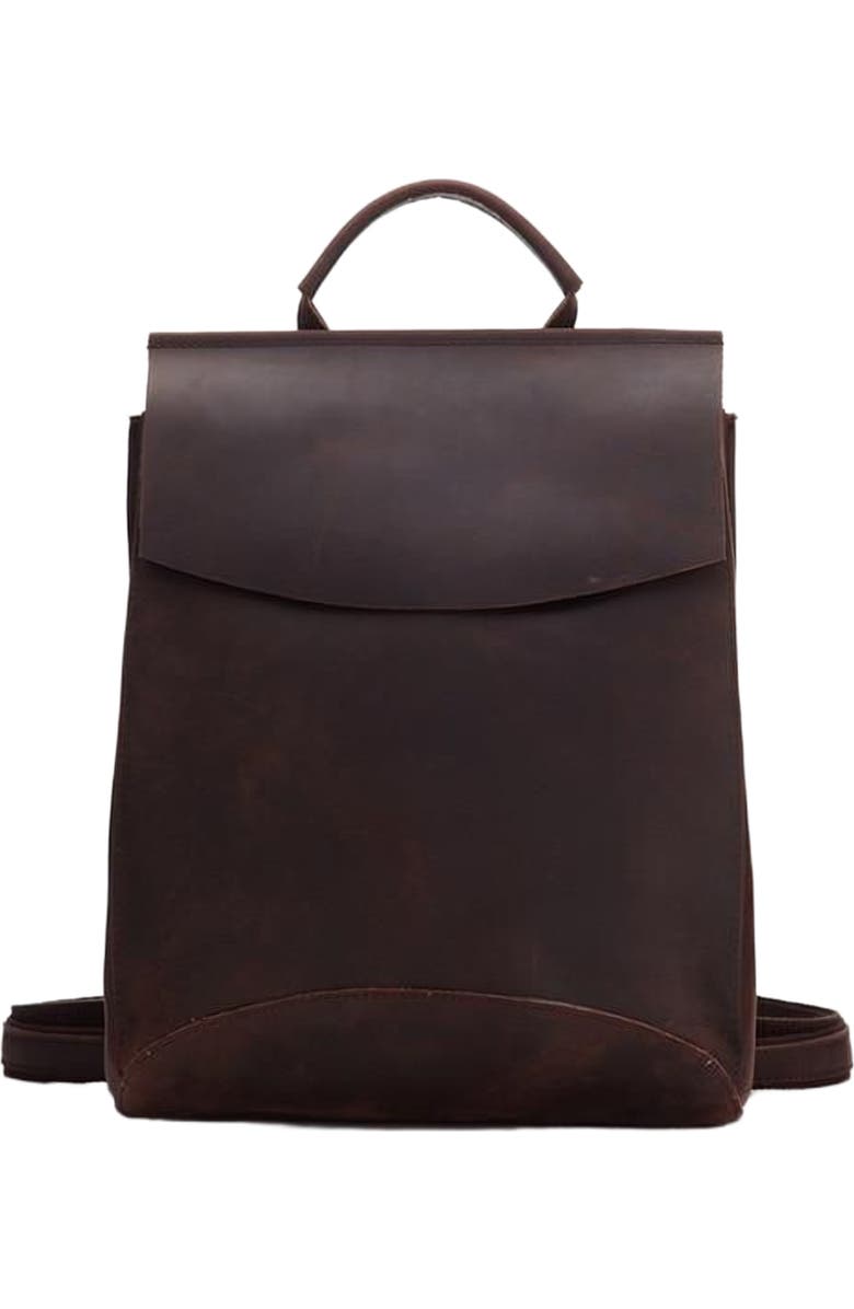 STEEL HORSE LEATHER The Gyda Backpack | Vintage Leather Travel Backpack, Main, color, Dark Brown