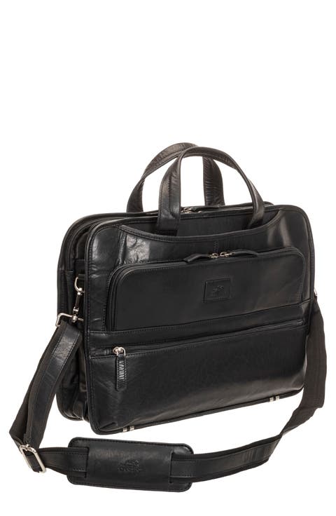 Triple Compartment Leather Briefcase