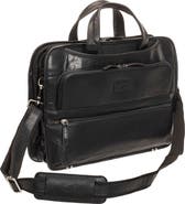 Mancini Triple Compartment Leather Briefcase
