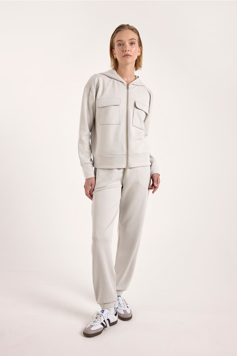 Patch Pocket Jersey Full Zip Hoodie, Alternate, color, Antarctcia