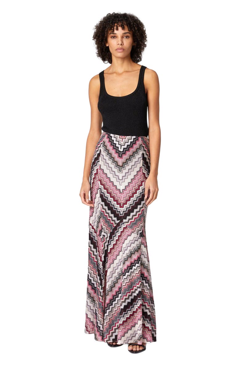 Missoni Long Flared Skirt With Lamé Serrated Zig Zag Pattern, Alternate, color, 