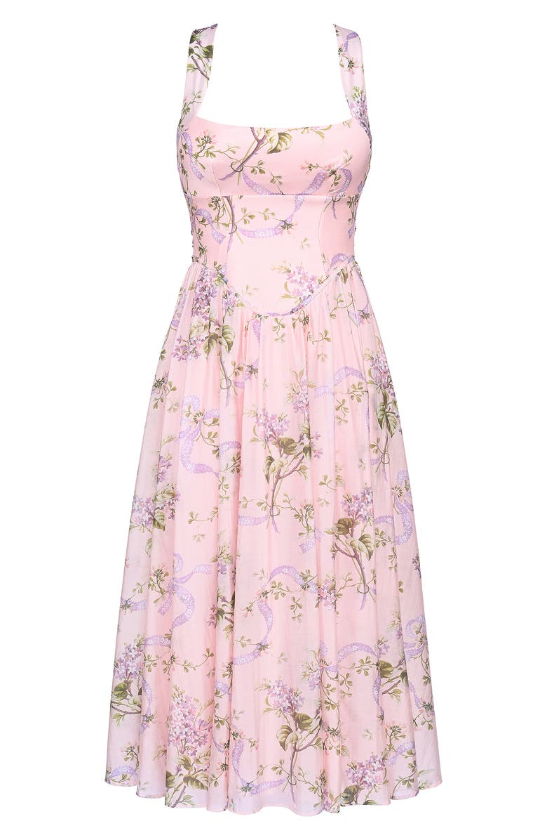 HOUSE OF CB Minerva Floral Print Chiffon Midi Sundress, Alternate, color, Pink