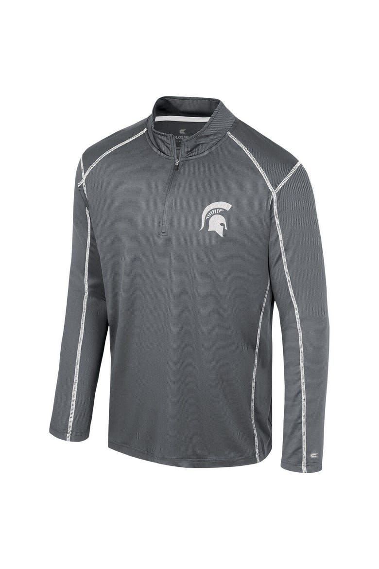 Men's Colosseum Black Michigan State Spartans Cameron Quarter-Zip Windshirt, Alternate, color, Black