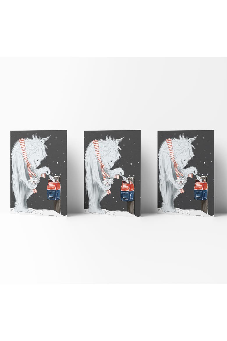 Holiday Winter Card Pack (3ct) Yeti Sending Letters, Main, color, Multi-Pack