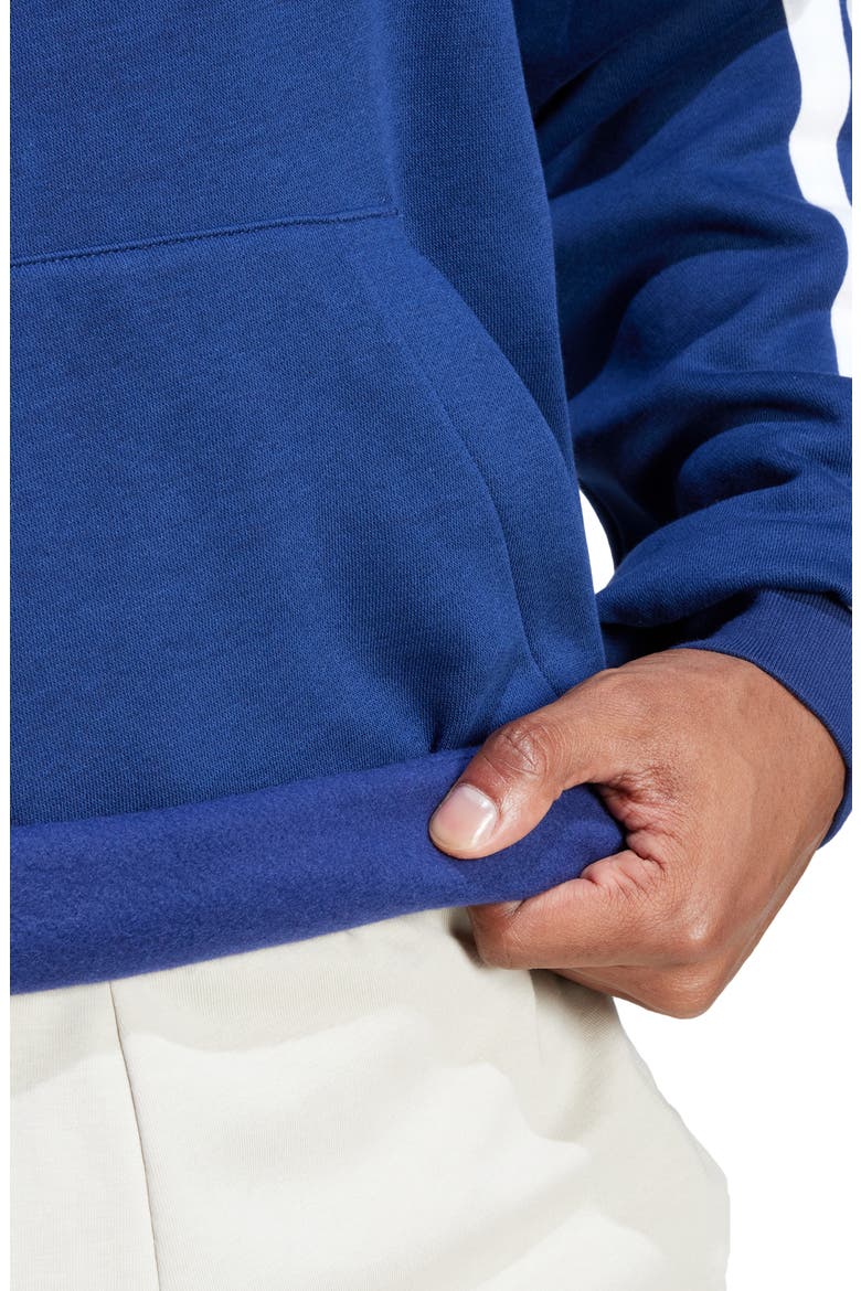 Essential 3-Stripes Fleece Hoodie, Alternate, color, DKBLUE/WHI