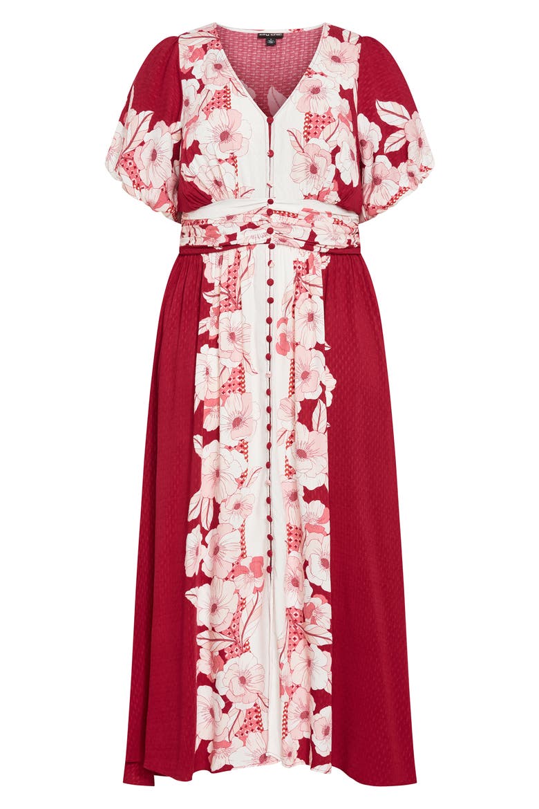 Sybelle Floral Shirred Waist Maxi Dress, Alternate, color, RED