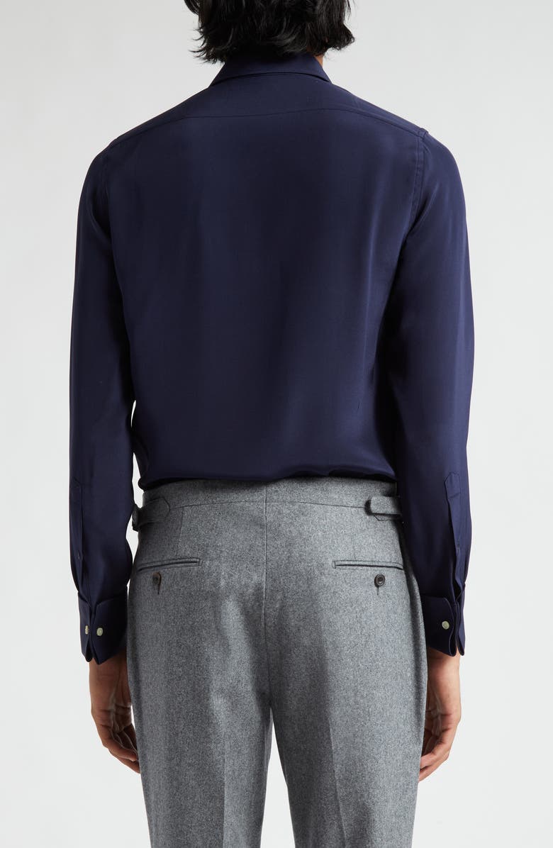 Thom Sweeney Lecce Silk Dress Shirt, Alternate, color, Navy