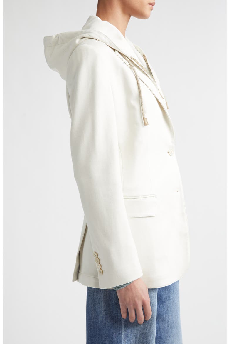 Cotton Blend Knit Jacket with Hoodie Bib Inset, Alternate, color, 00 IVORY