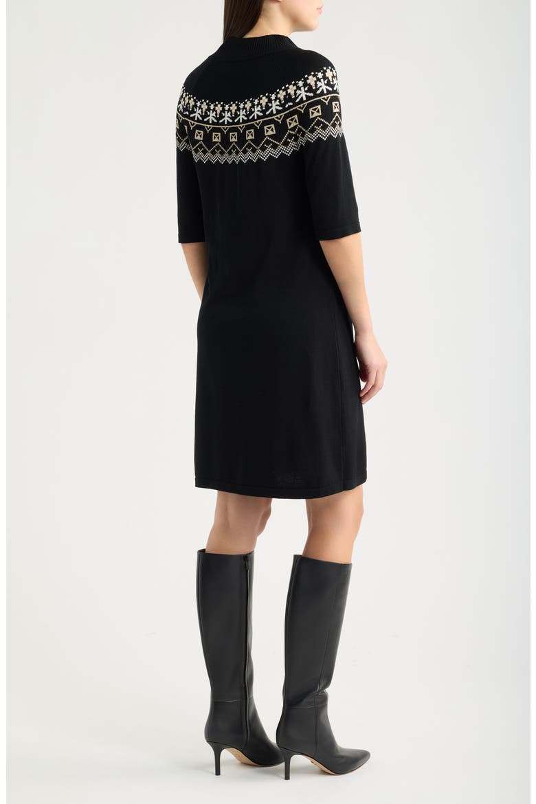 Fair Isle Sweater Dress, Alternate, color, BLACK