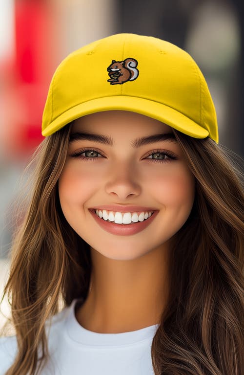 Dalix Squirrel Embroidered Outdoor Cap In Gold