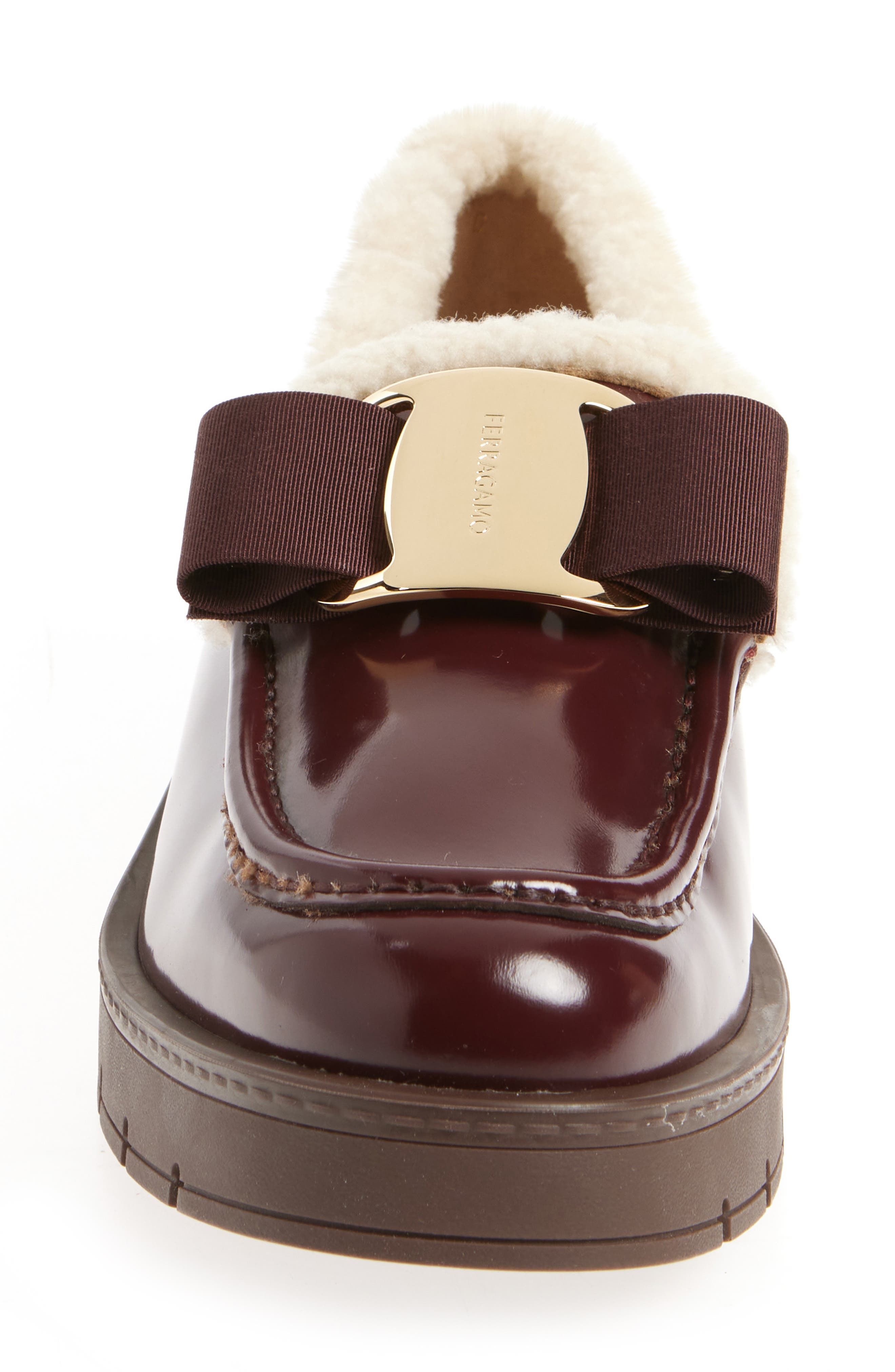 FERRAGAMO Vara Bow Genuine Shearling Lined Loafer, Alternate, color, 