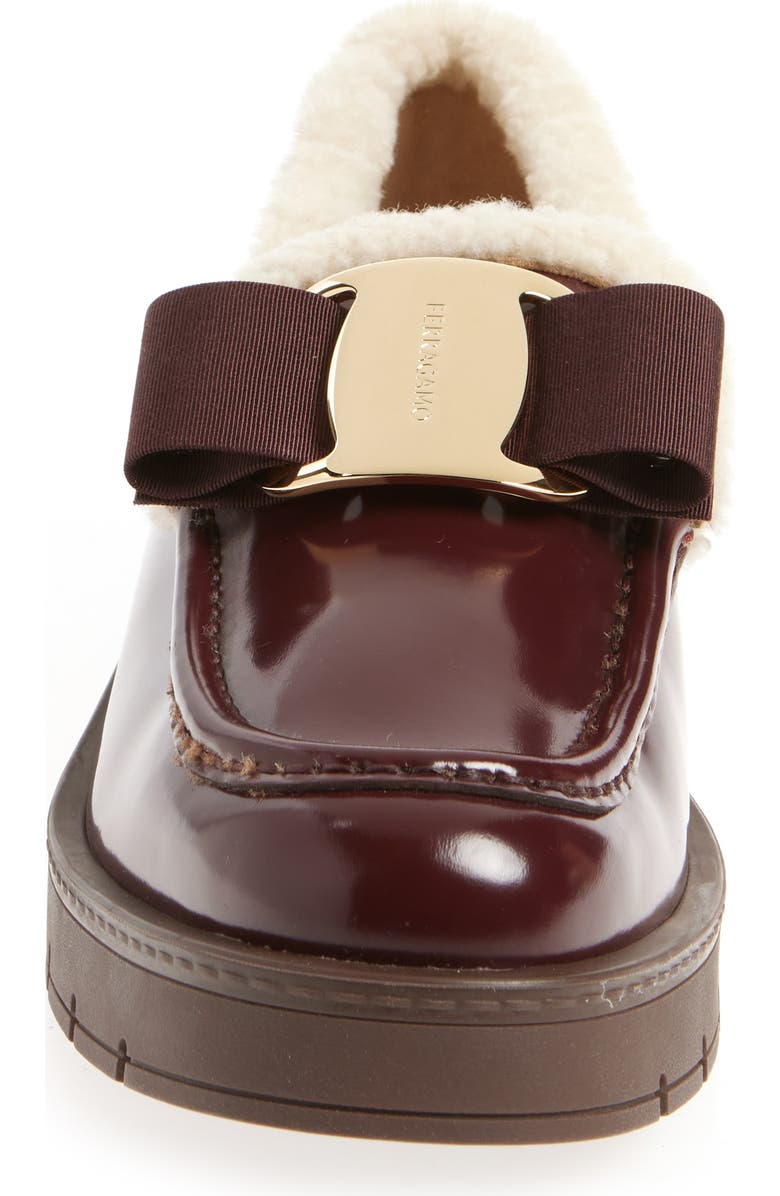 FERRAGAMO Vara Bow Genuine Shearling Lined Loafer, Alternate, color,