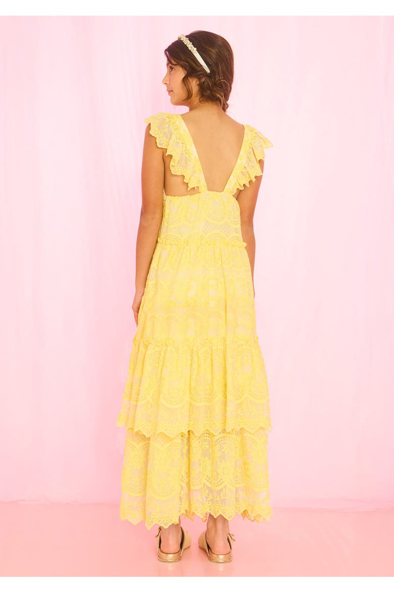 Kaia Lace Embroidered Maxi Dress, Alternate, color, Lemon