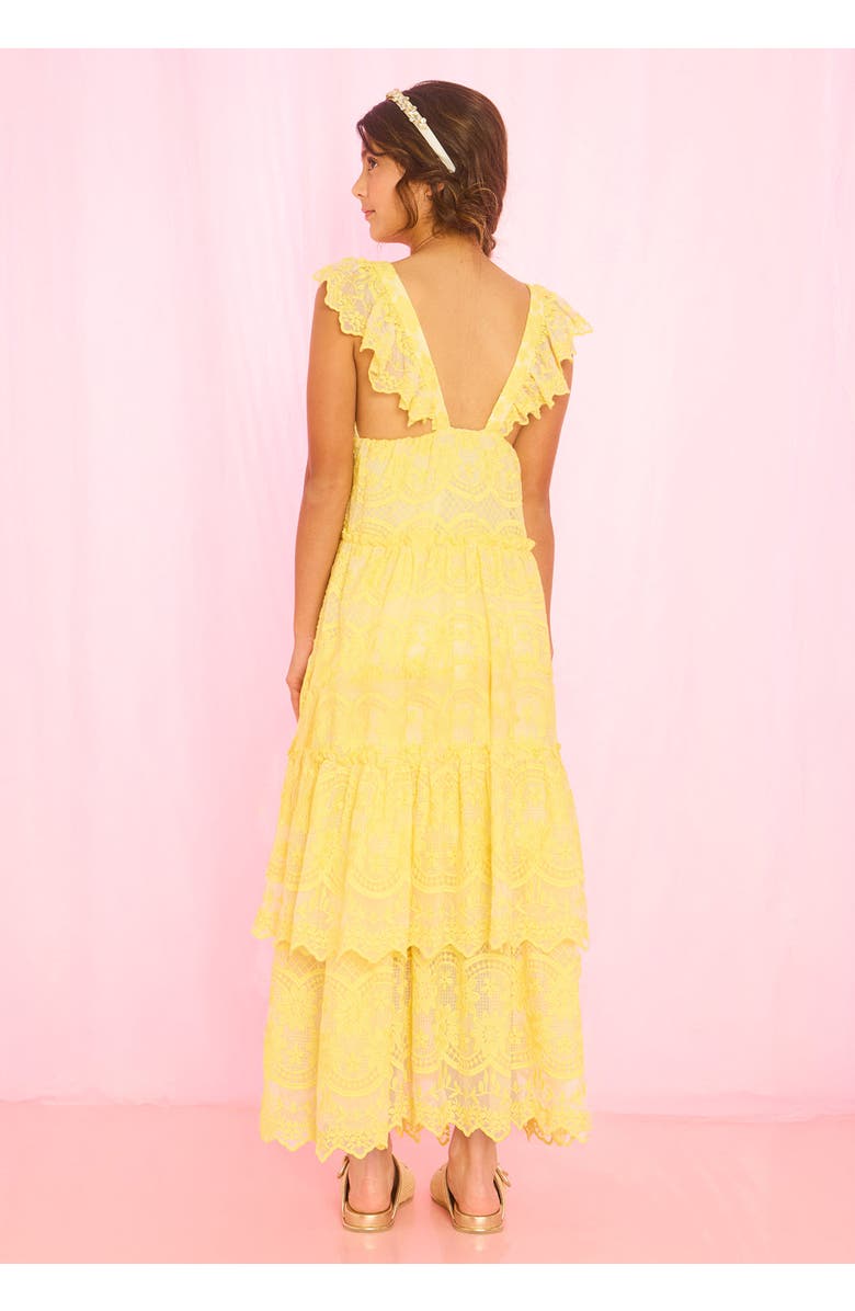 Marlo Kids Kaia Lace Embroidered Maxi Dress, Alternate, color, Lemon