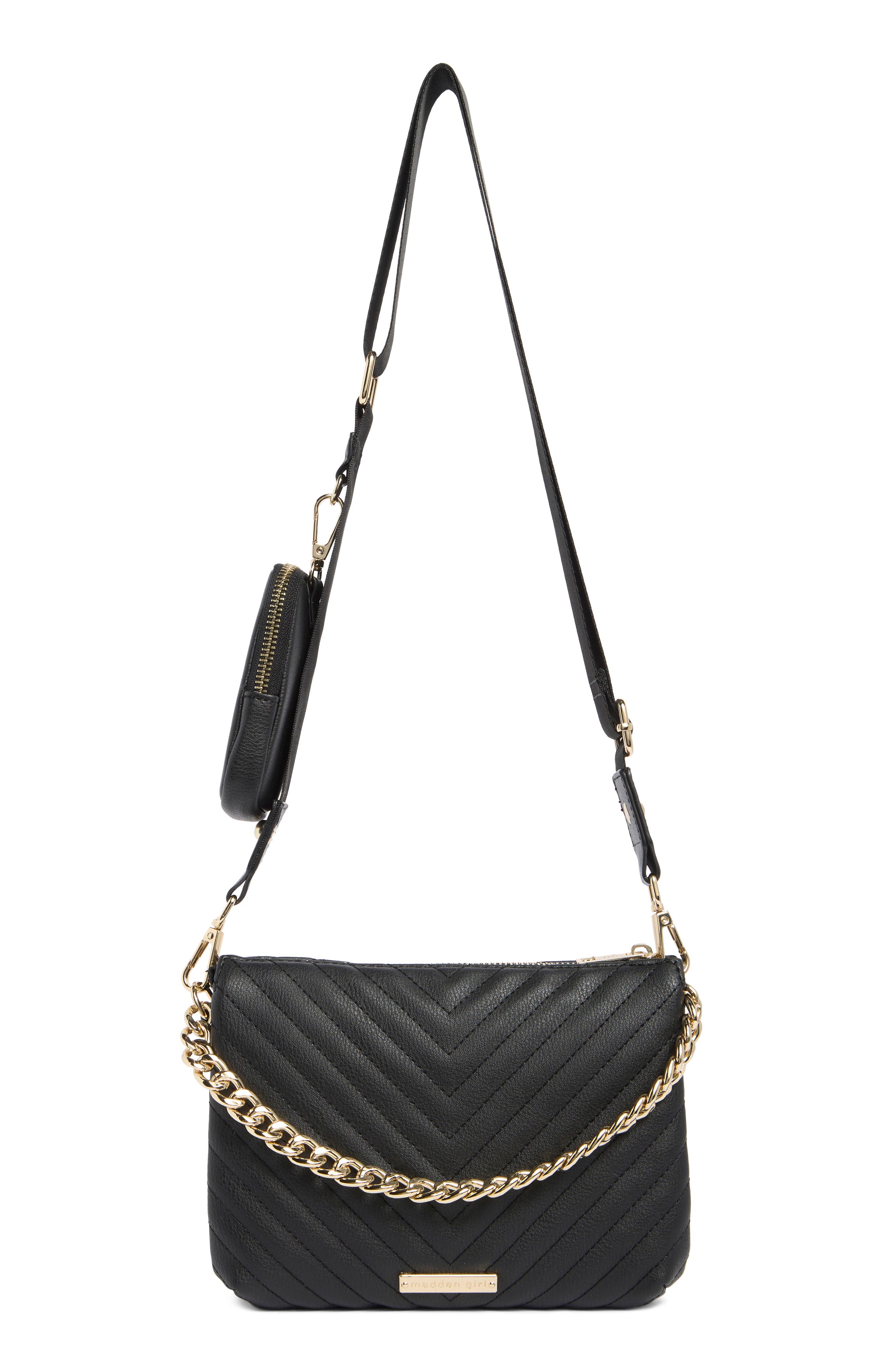 Madden Girl Chevron Quilted Crossbody Bag, Alternate, color, 