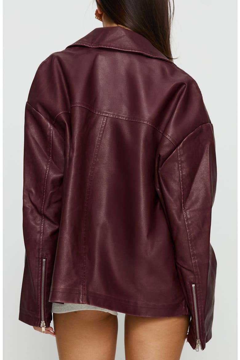 Napolean Faux Leather Jacket, Alternate, color, BURGUNDY