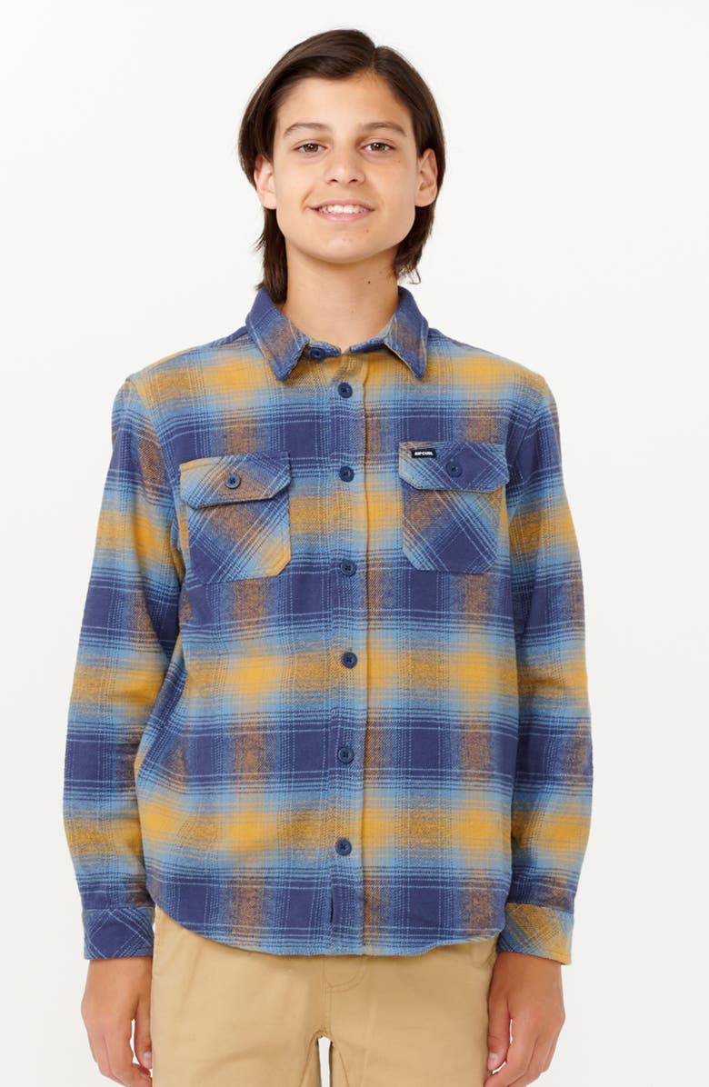 Rip Curl Kids' Count Flannel Shirt, Main, color, Gold