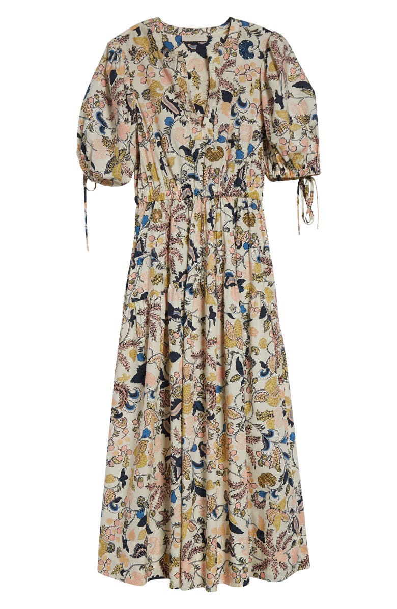 Ulla Johnson Paisley Floral Cotton Midi Dress, Alternate, color, Magnolia