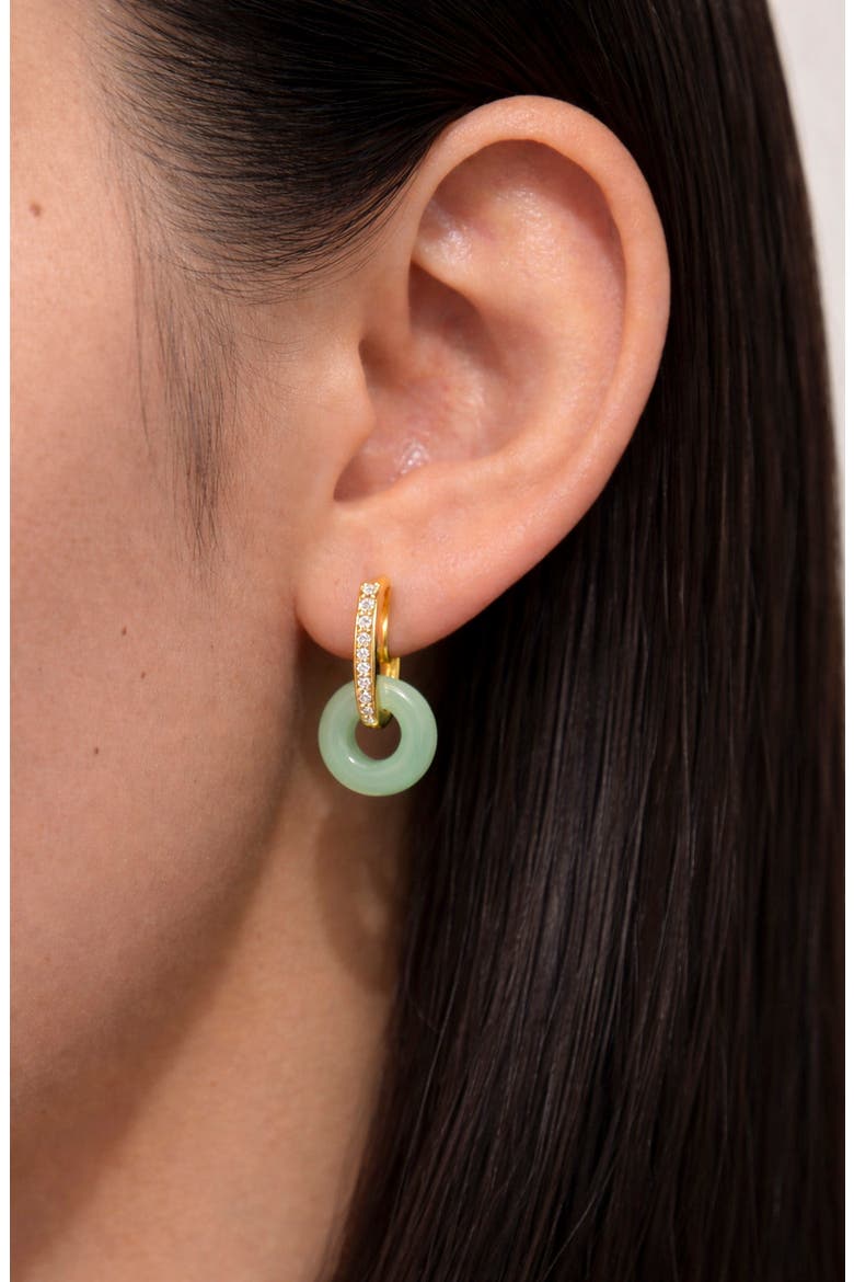 Jade Disc Hoop Earrings, Alternate, color, GOLD