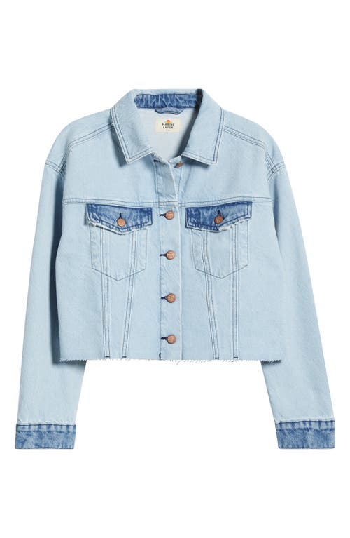 Marine Layer Ray Denim Crop Trucker Jacket In Medium Wash