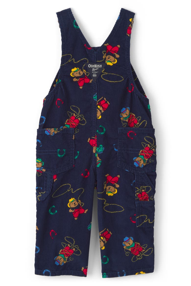 Cotton Corduroy Overalls, Alternate, color, BLUE BEAR OVERALL