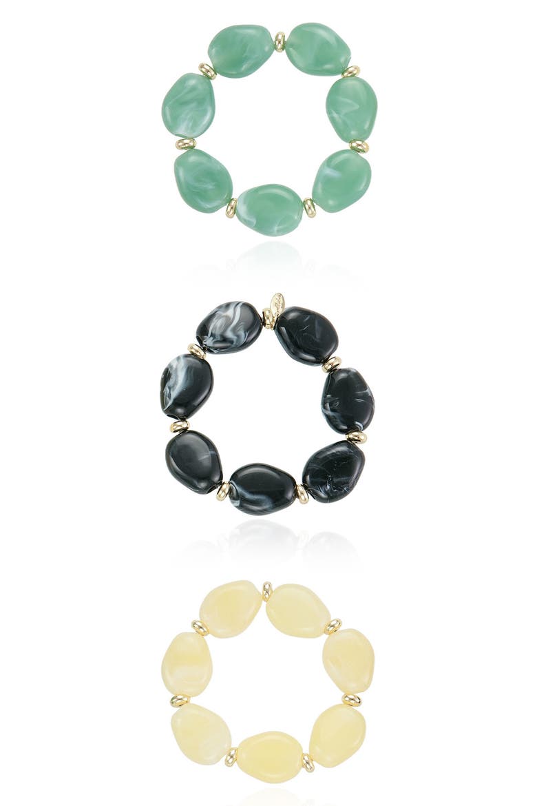 Set of 3 Resin Stretch Bracelets, Main, color, GREEN MULTI