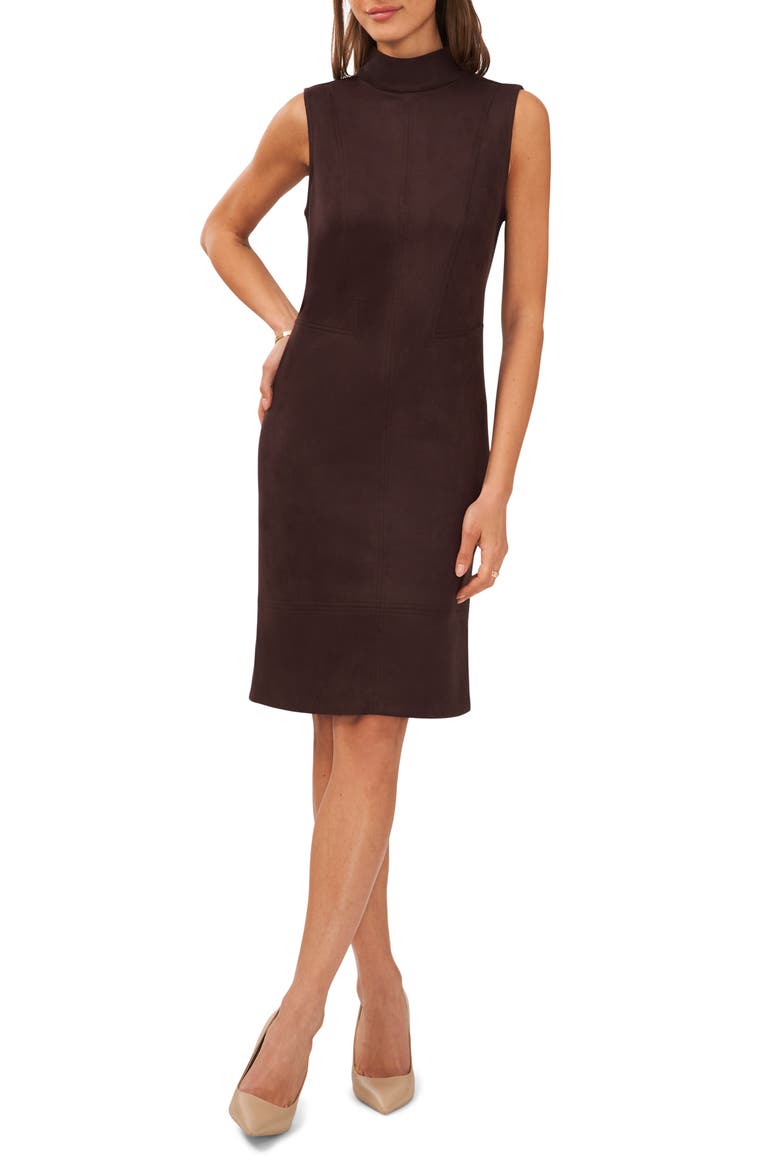 Mock Neck Sleeveless Dress, Main, color, DARK ROAST