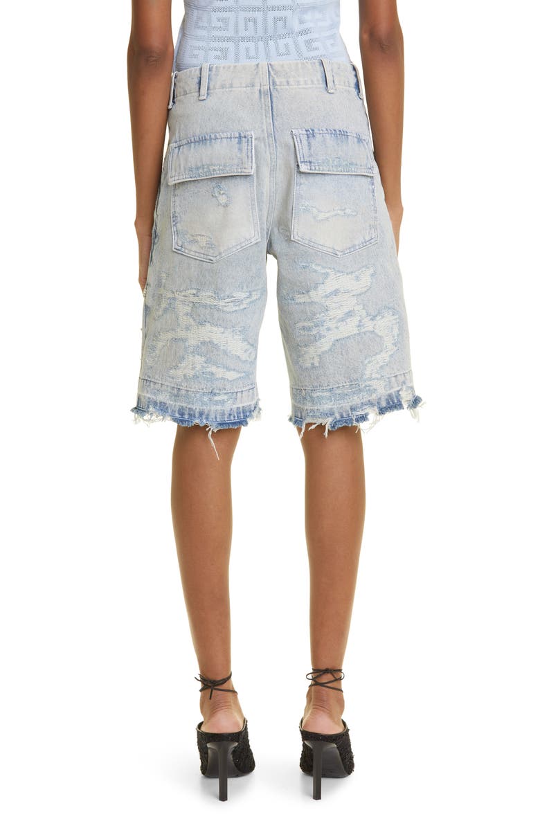 Givenchy Rip & Repair High Waist Denim Cargo Shorts, Alternate, color,