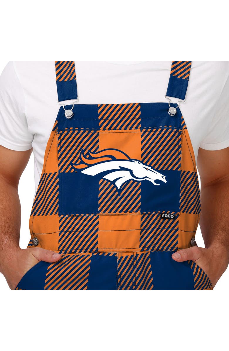 FOCO Men's FOCO  Navy Denver Broncos Big Logo Plaid Overalls, Alternate, color, 