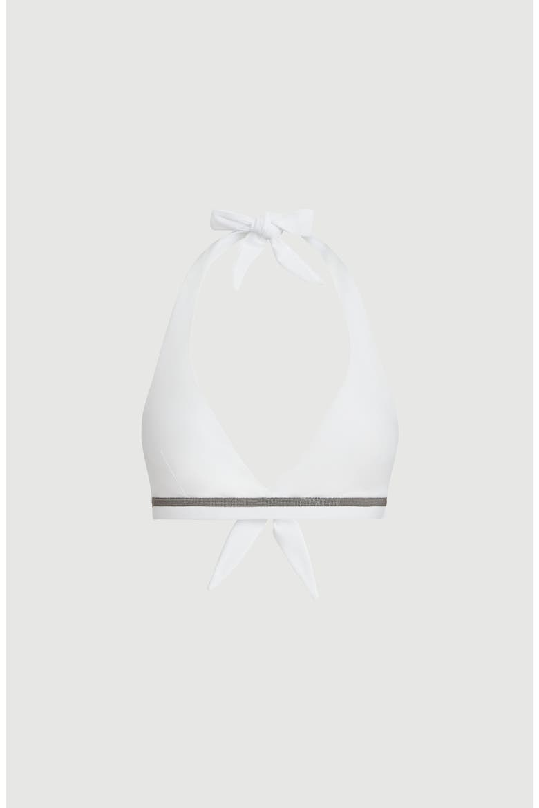 Techno jersey bikini top with monili, Main, color, White