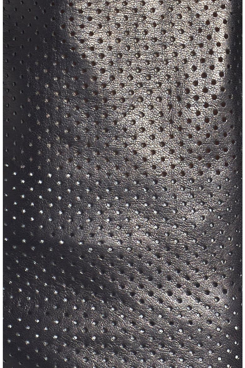 Perforated Leather & Wool Armwarmers, Alternate, color, BLACK/ BLACK MATTE