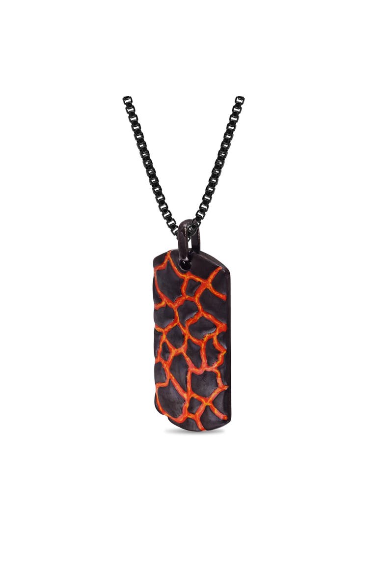 Earth Fire Silver & Enamel Tag Necklace, Alternate, color, Dark Grey