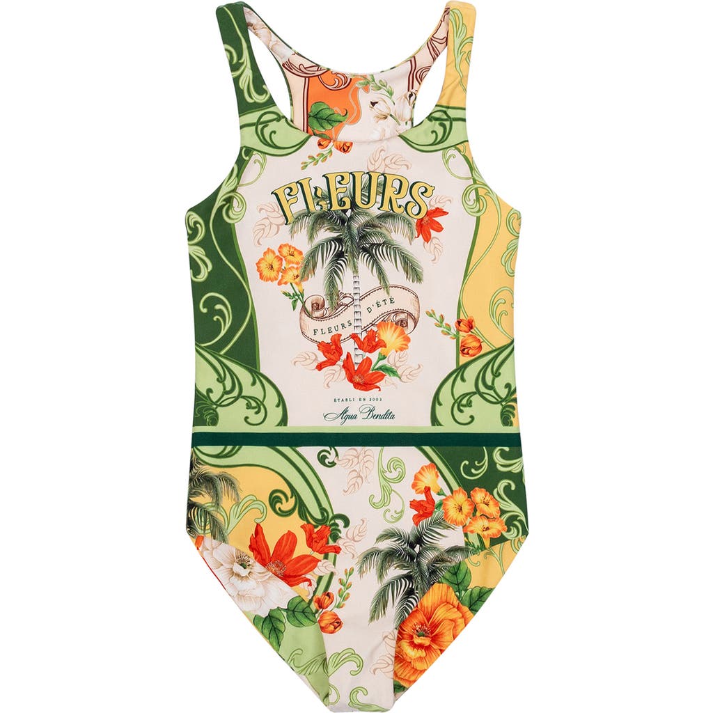 Agua Bendita Kids' Nate One-piece Swimsuit In Green